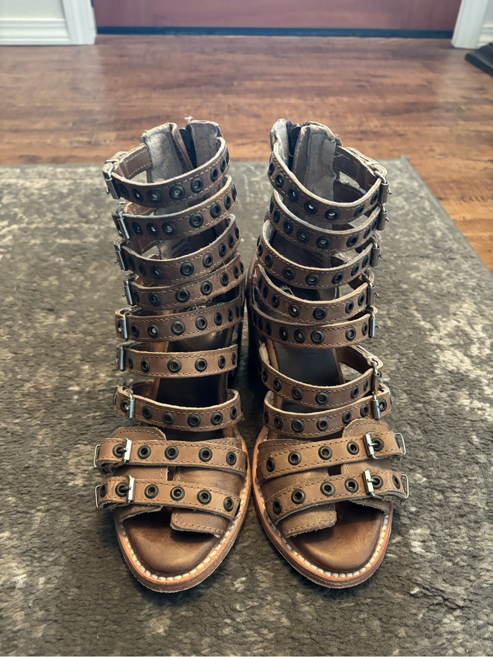 FREEBIRD handmade leather Women's Brown Strappy Gladiator Sandals with Eyelet